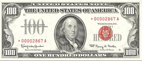 100 долларов США образца 1966 года